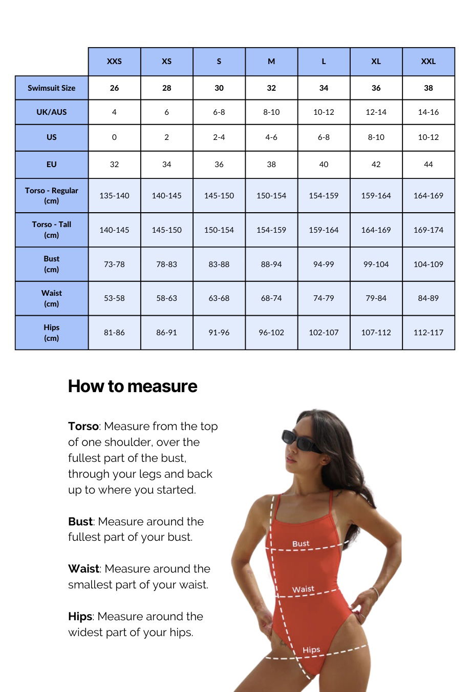 Size chart for speedo swimsuits online