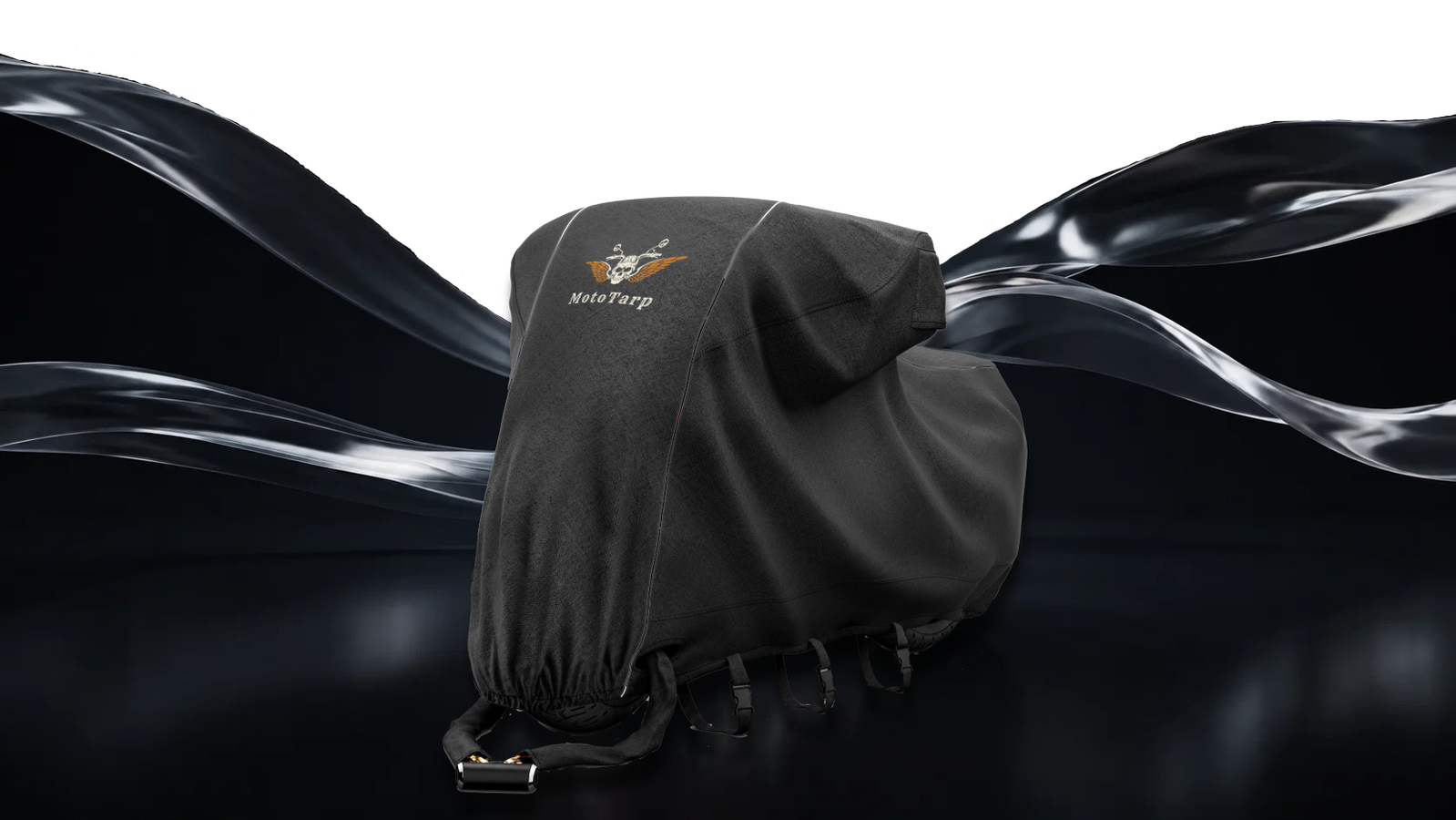 A MotoTarp cover fitted over a motorcycle