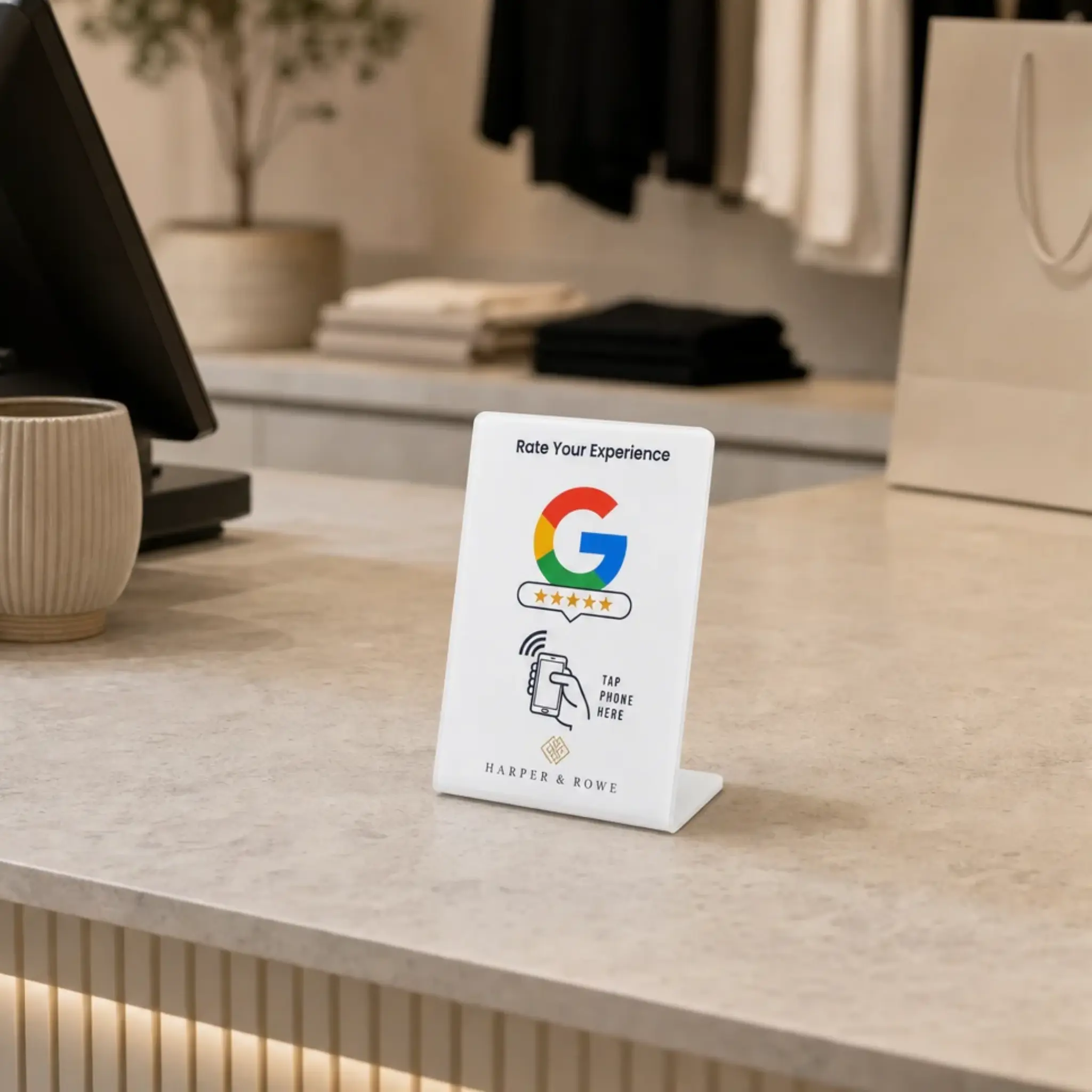 Custom logo Google review stand for retail stores