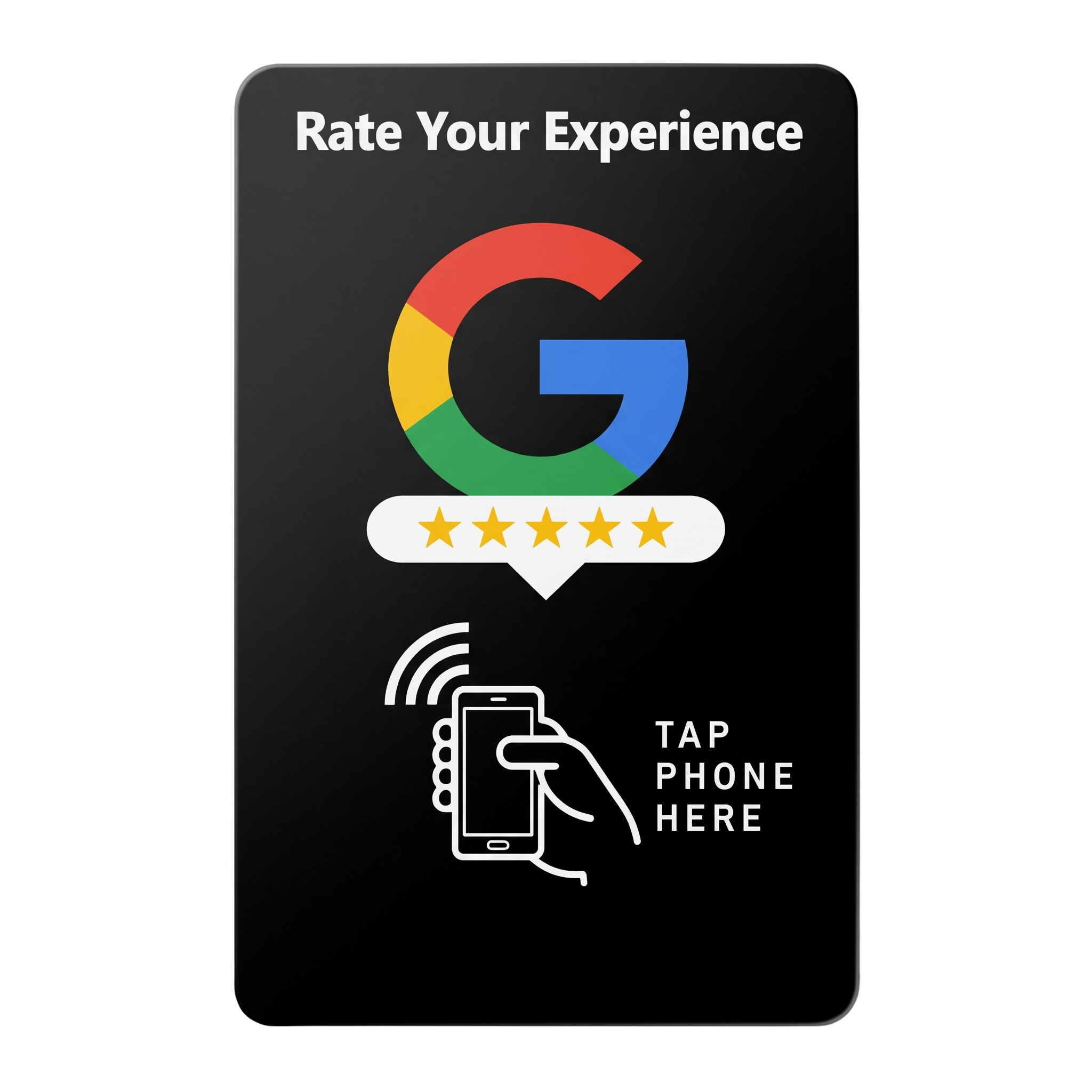 Custom Google review card in black with no logo