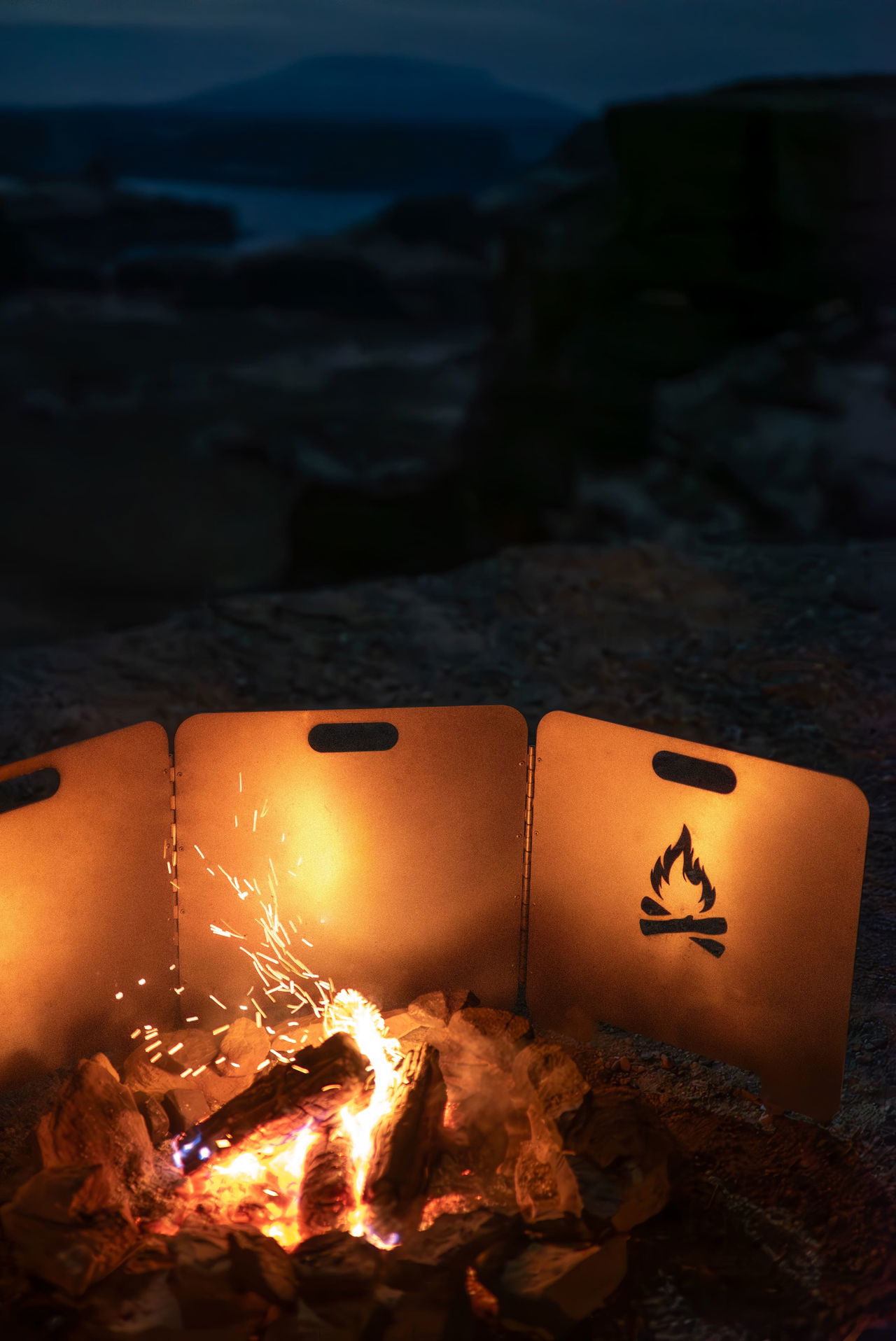 Original Fire Reflector around campfire outdoors