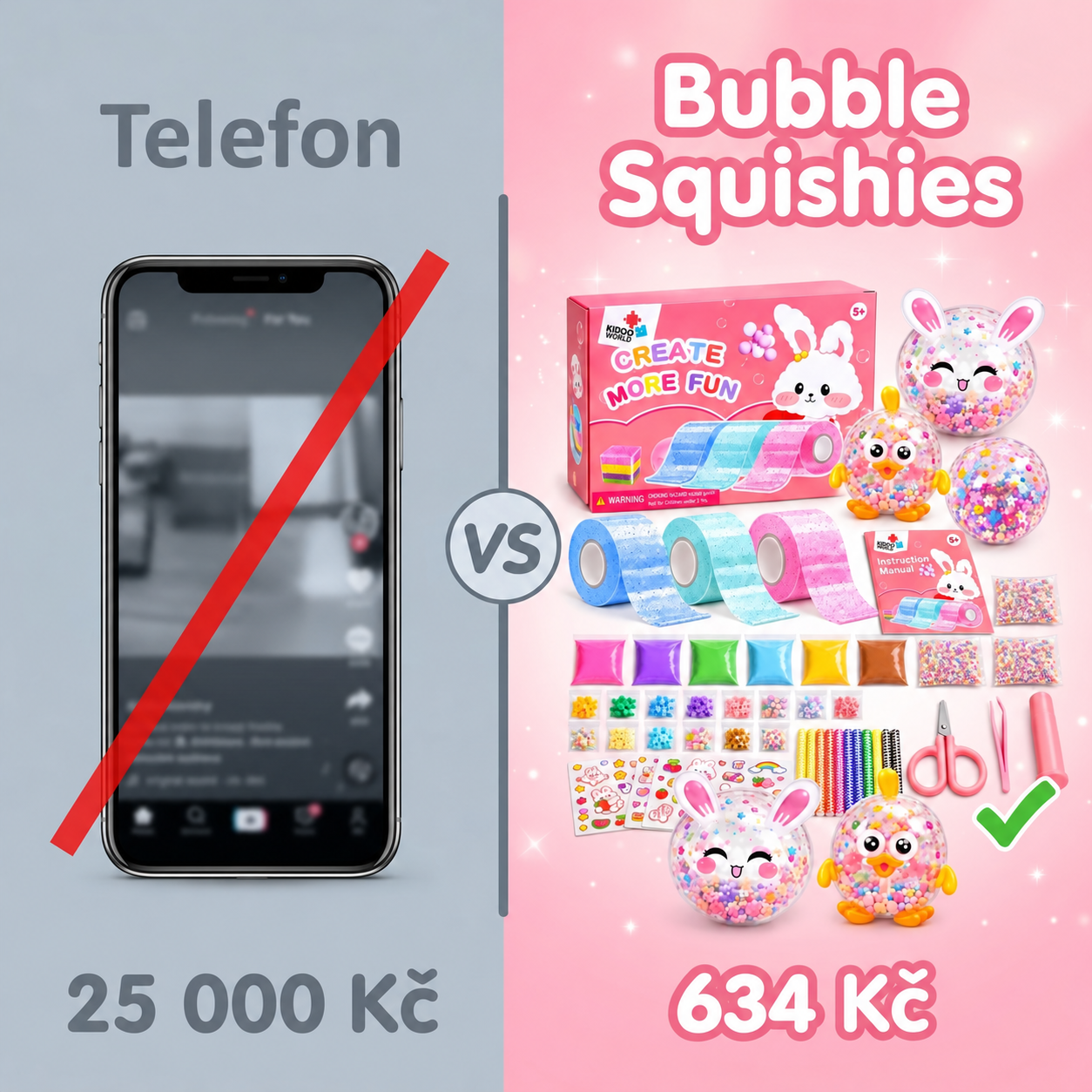 Telefon za 25 000 Kč proti sadě Nano Tape Bubble Squishies za 599 Kč