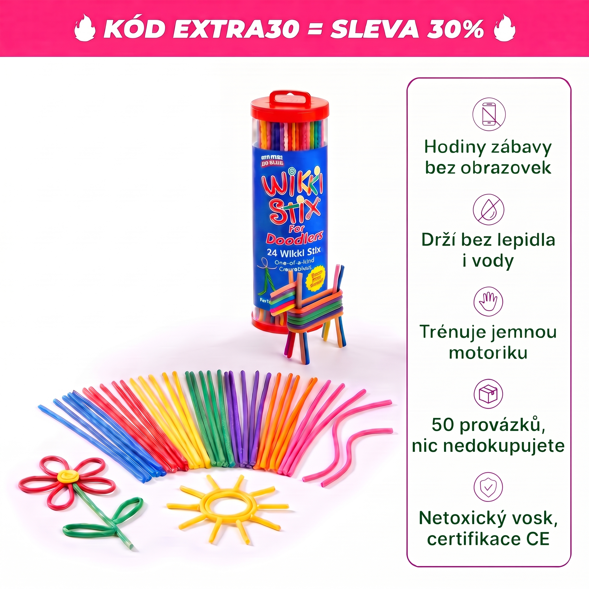 Barevné voskované provázky Wikki Stix