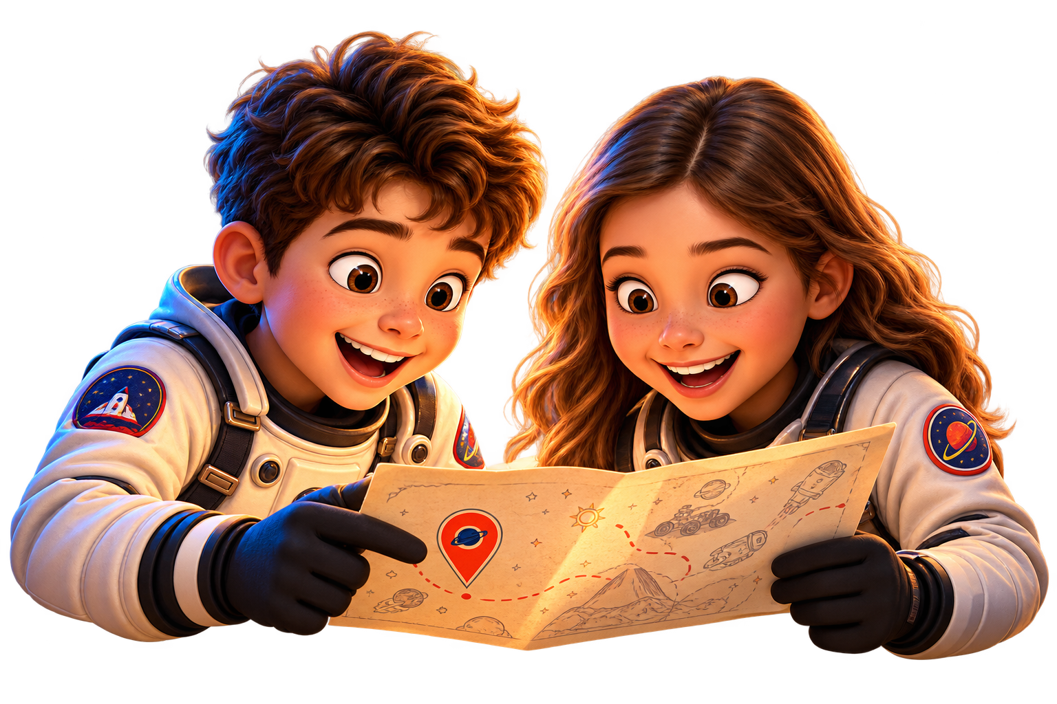 Kids completing the Mission Mars challenges at home