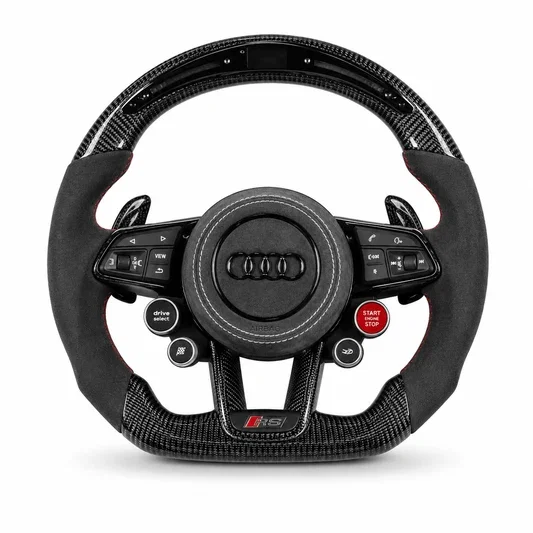 Kierownica Audi Sport RS z pełnym carbonem, wyświetlaczem LED, Alcantarą i łopatkami