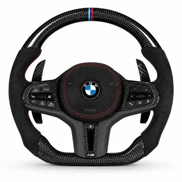 Kierownica BMW w stylu serii F z carbonem, Alcantarą i łopatkami — do montażu w BMW E9x