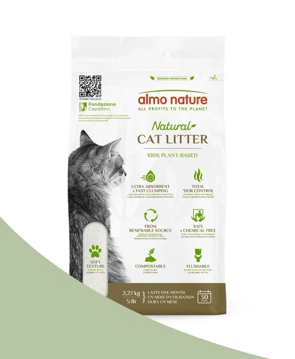 Almo Nature 100% plant-based natural cat litter, 2.27 kg bag