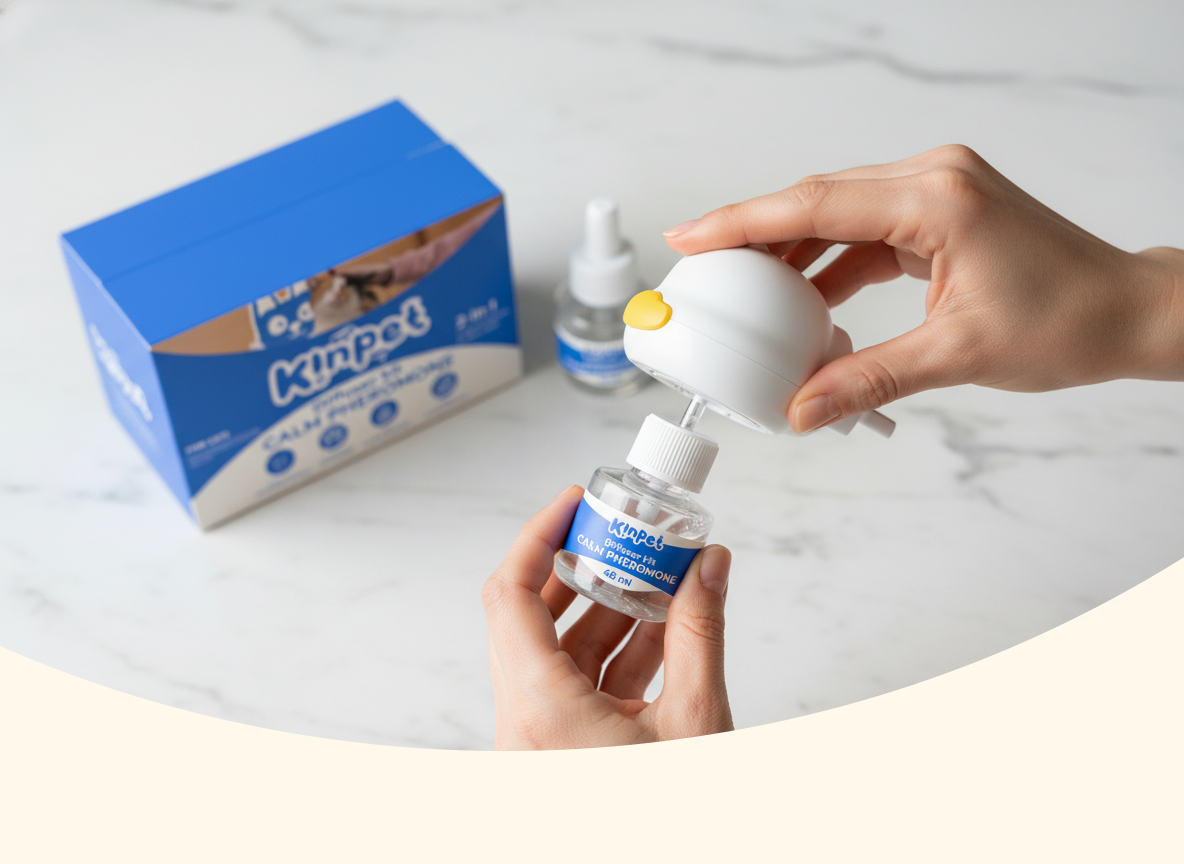 Happy cat with Kinpet diffuser