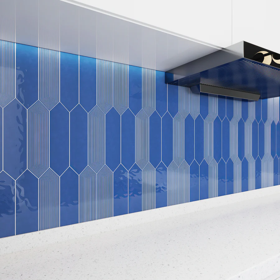 Giorbello Decor Indigo 3-in x 12-in Glazed Ceramic Wave Subway Floor and Wall Tile (5-sq. ft/ Carton)