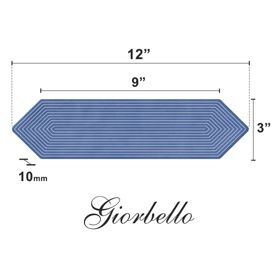 Giorbello Indigo 3-in x 12-in Glazed Ceramic Wave Subway Floor and Wall Tile (5-sq. ft/ Carton)