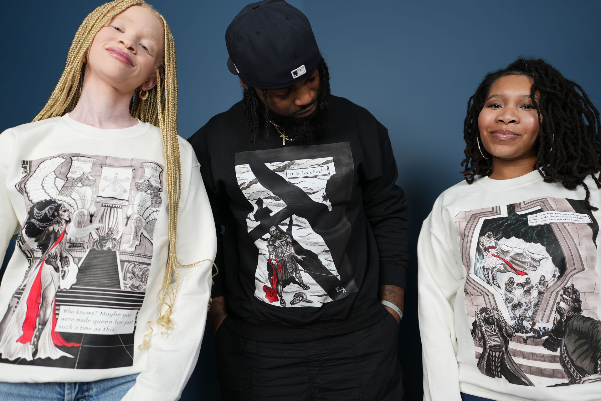 
          BESALT Heroes of the Bible Christian crewneck sweatshirts collection featuring It Is Finished, Queen Esther, and The Fiery Furnace designs
          BESALT Heroes of the Bible Christian crewneck collection with It Is Finished, Queen Esther, and The Fiery Furnace
        