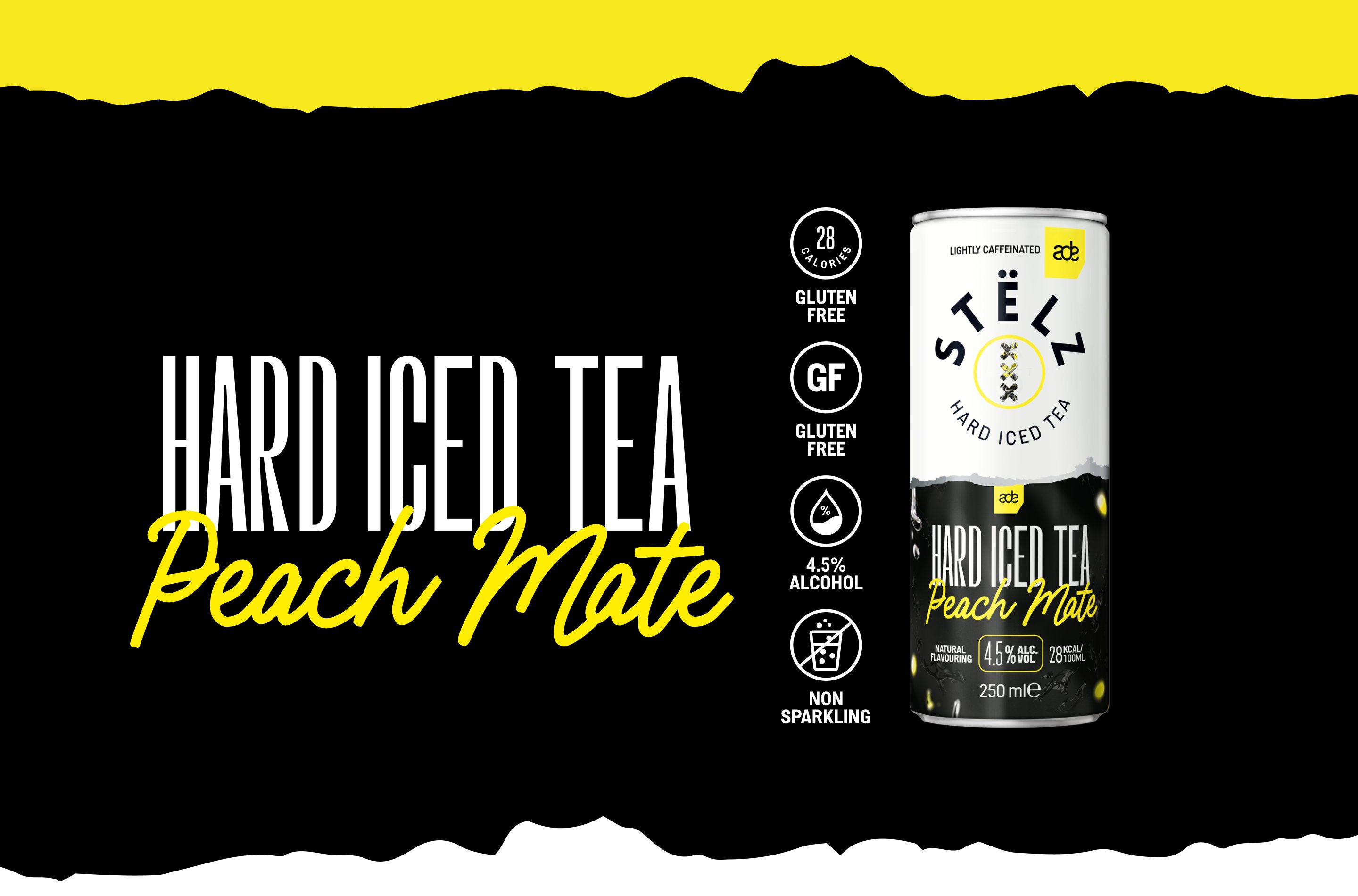 STËLZ Hard Iced Tea Peach Mate – 28 kcal, glutenvrij, 4,5% alc.