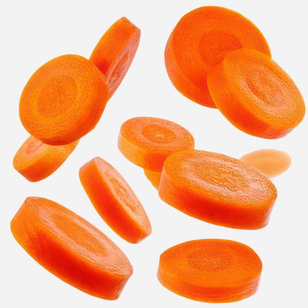 Rodajas en tonos naranja y amarillo sobre fondo blanco, imagen ilustrativa de la glicina