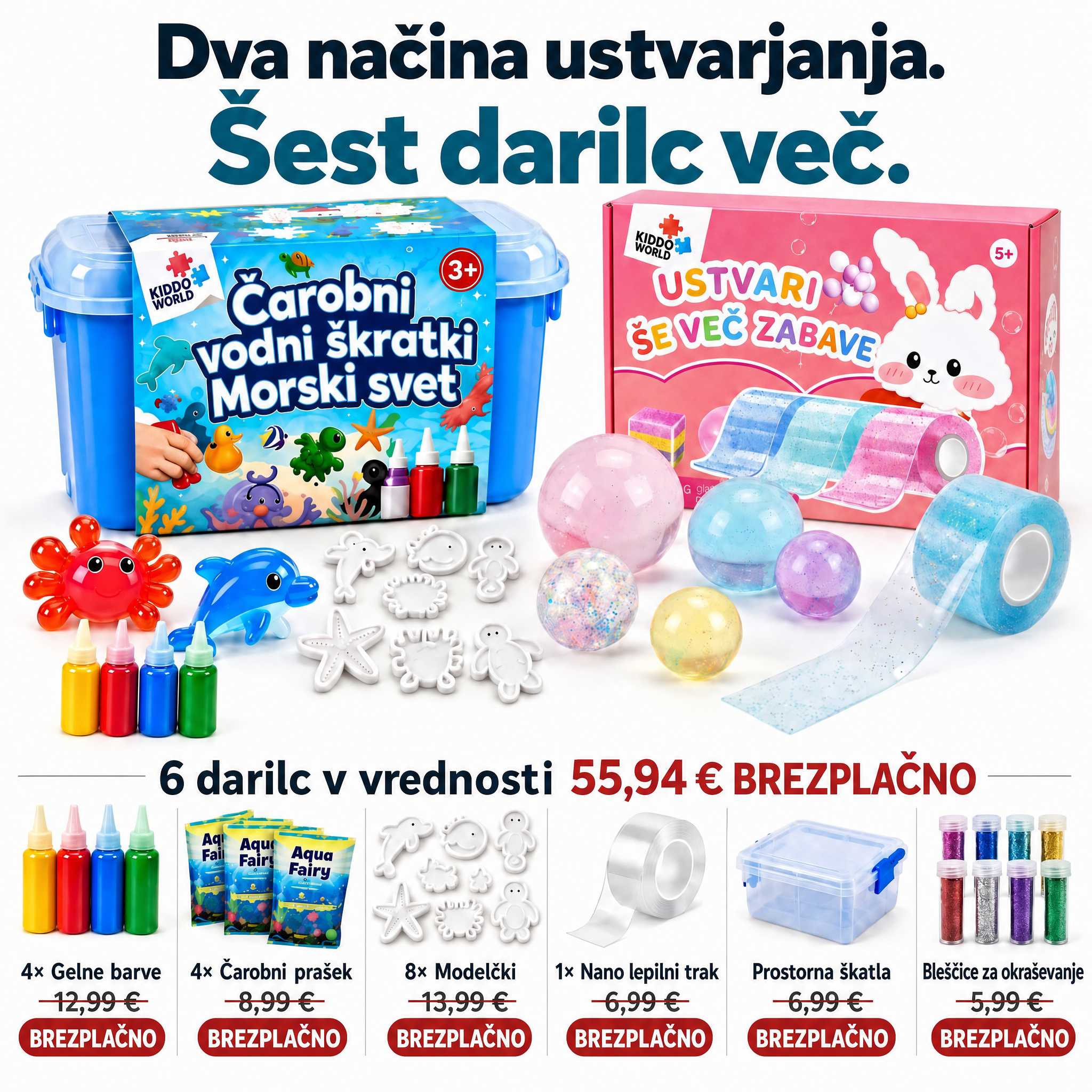 Nano Bubble Squishies in Magic Water Squishies – paket 2 setov s 6 darili