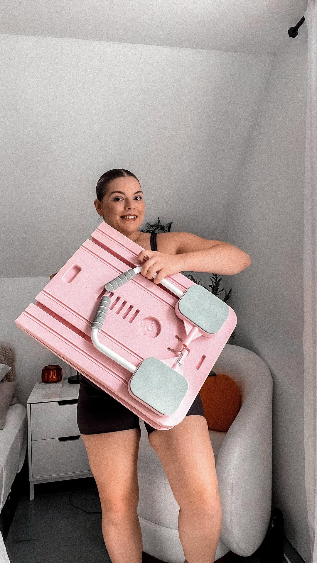 BonjourMUSE home Pilates board – pink color, folded position