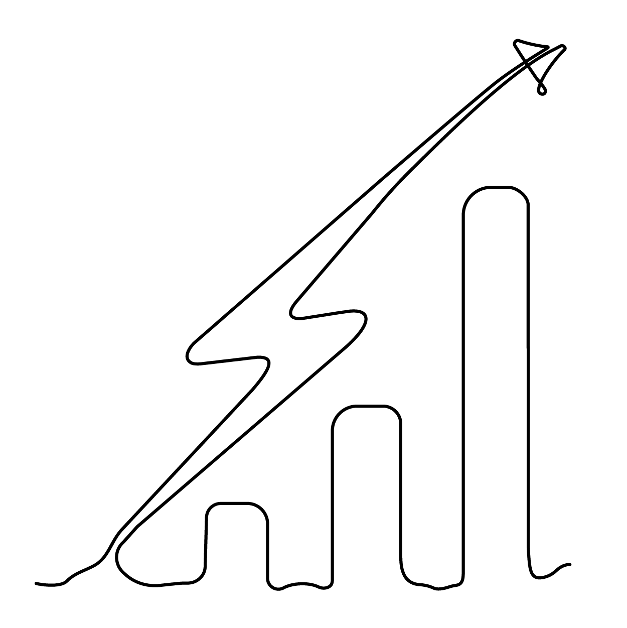 Rising chart with a bolt, illustrating higher energy expenditure