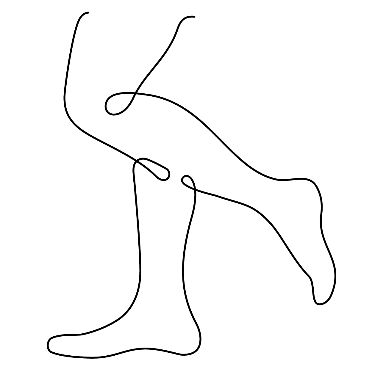 Line art of a walking leg in motion