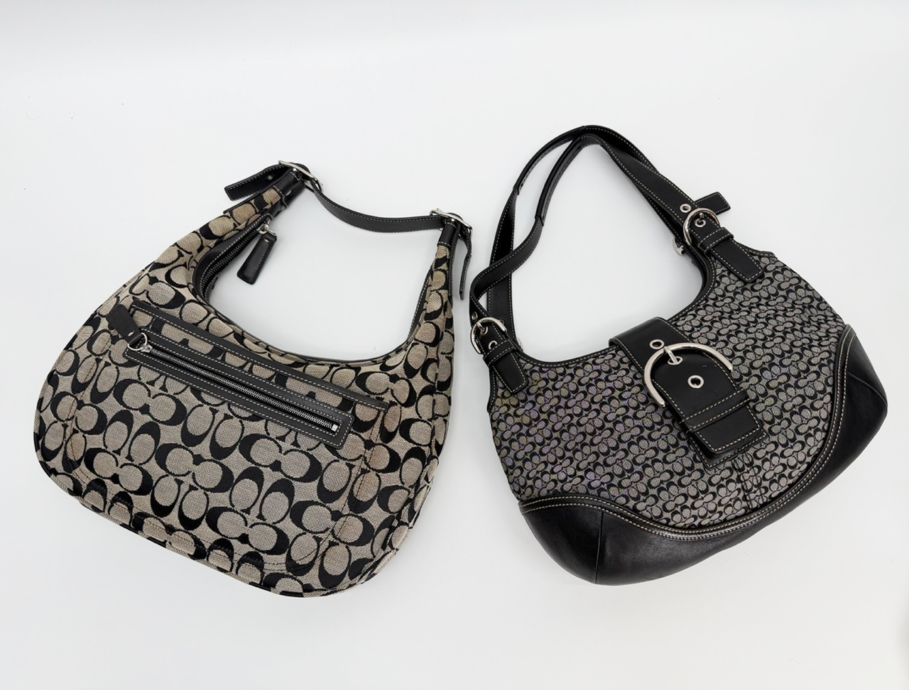 Schwarze Coach Soho Hobo Leder Schultertasche Vintage 2000er Jahre Look