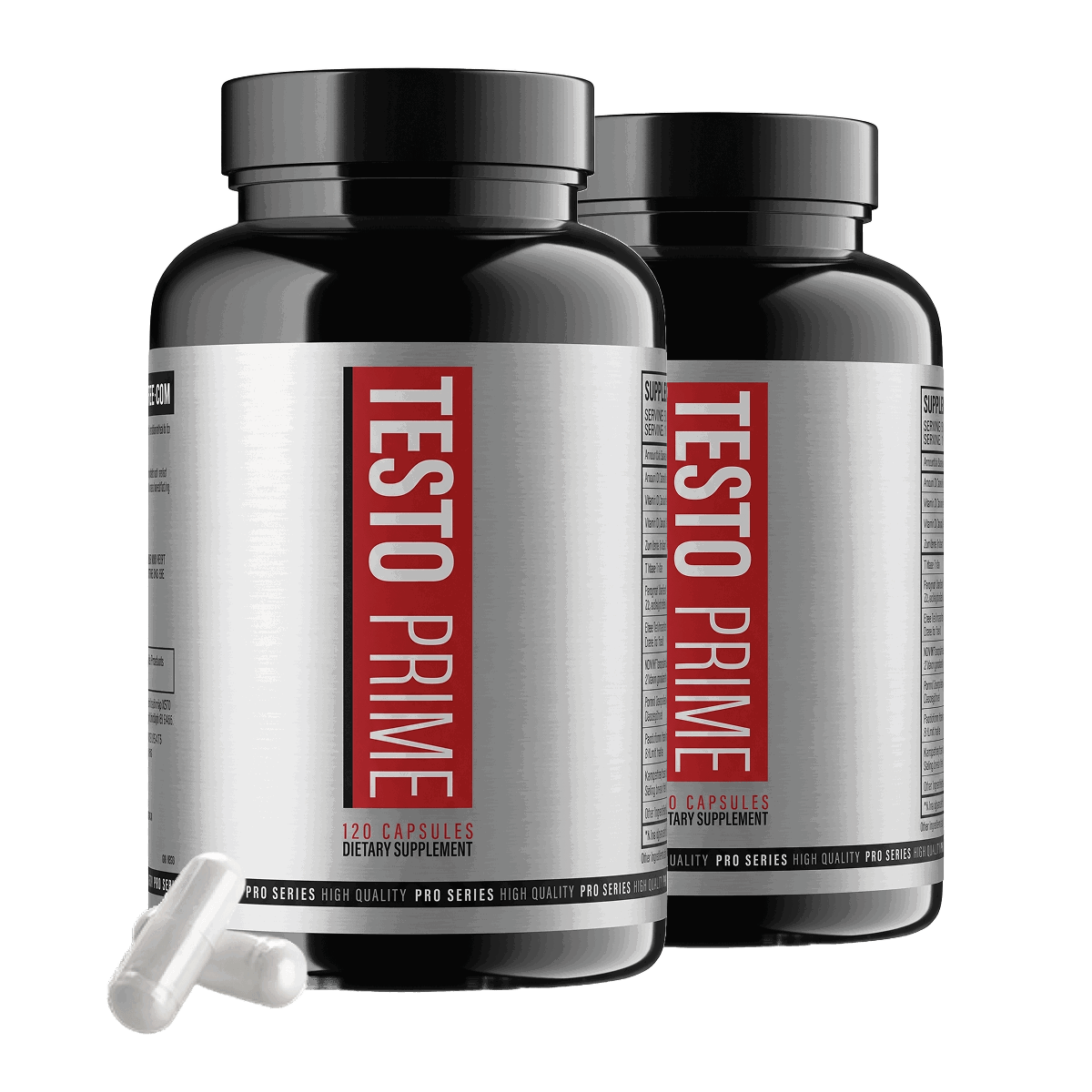 Two TestoPrime bottles with capsules