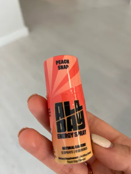 Peach Snap Allday Energy Spray bottle.