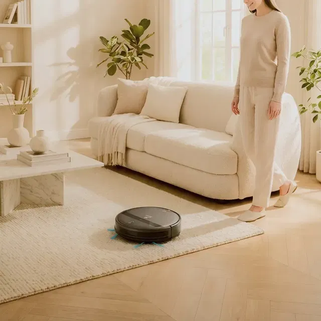 robot stofzuiger henk in woonkamer