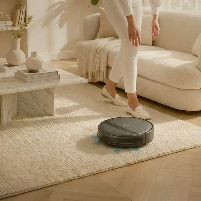 cleanwise henk robotstofzuiger op tapijt