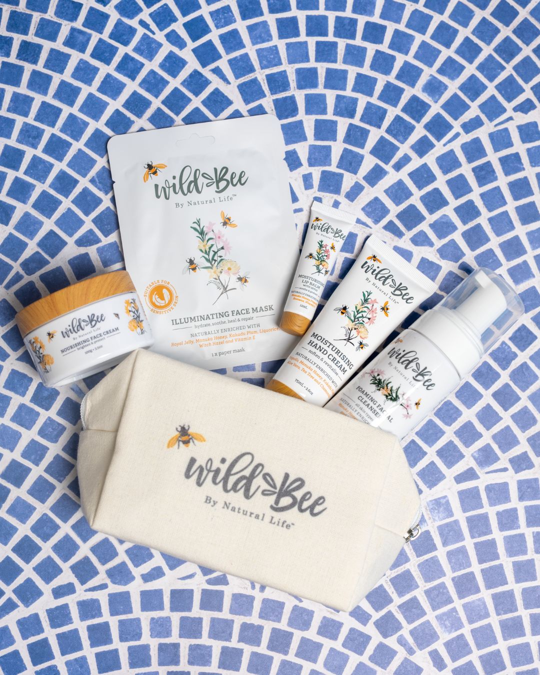 Wild Bee Nourishing Face Cream on linen with honeycomb and native Australian botanicals