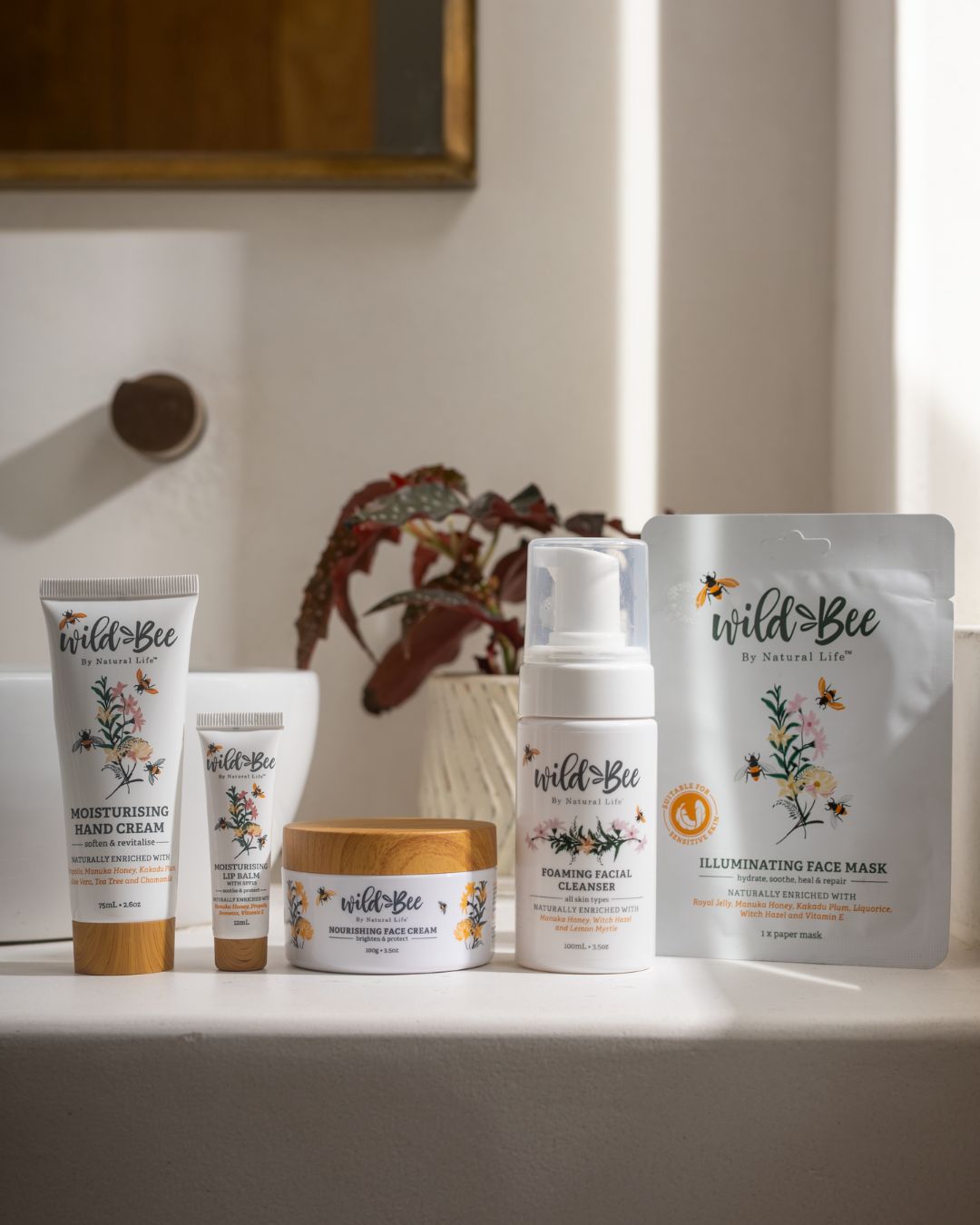 Wild Bee Nourishing Face Cream on linen with honeycomb and native Australian botanicals
