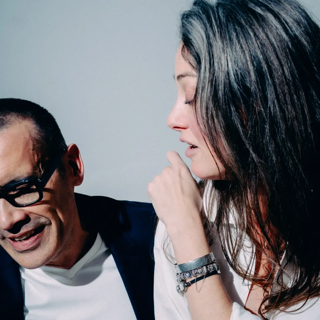 A candid moment between Samantha and Rafael, representing the brand's focus on maintaining intimate relationships and connection through life's transitions.