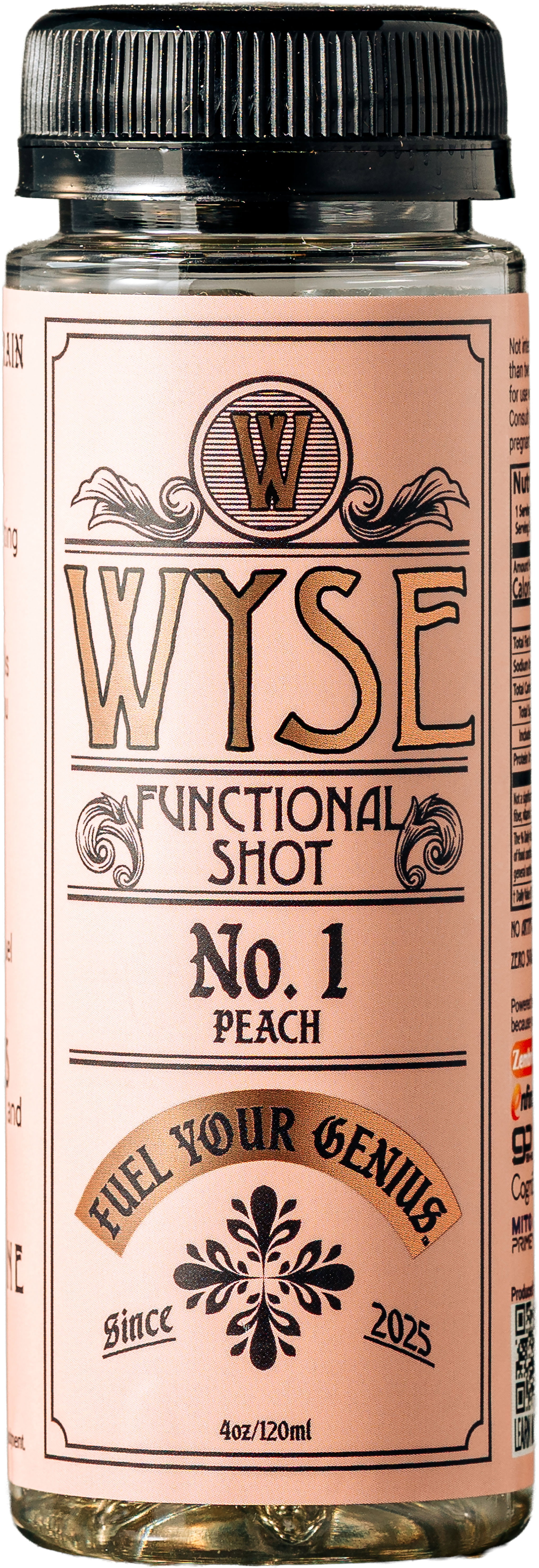 Wyse No. 1 Peach 4oz functional shot bottle