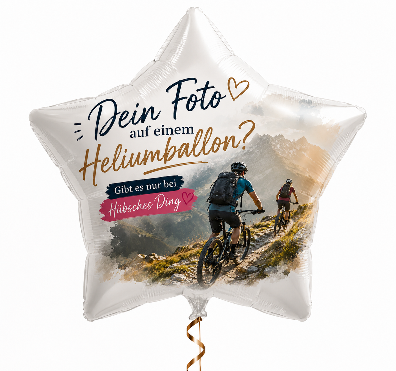 Heliumballon mit Foto bedrucken lassen – personalisierter Sternballon mit individuellem Bild, Wunschmotiv oder Familienfoto als besonderes Geschenk für Geburtstag, Hochzeit oder Jubiläum.