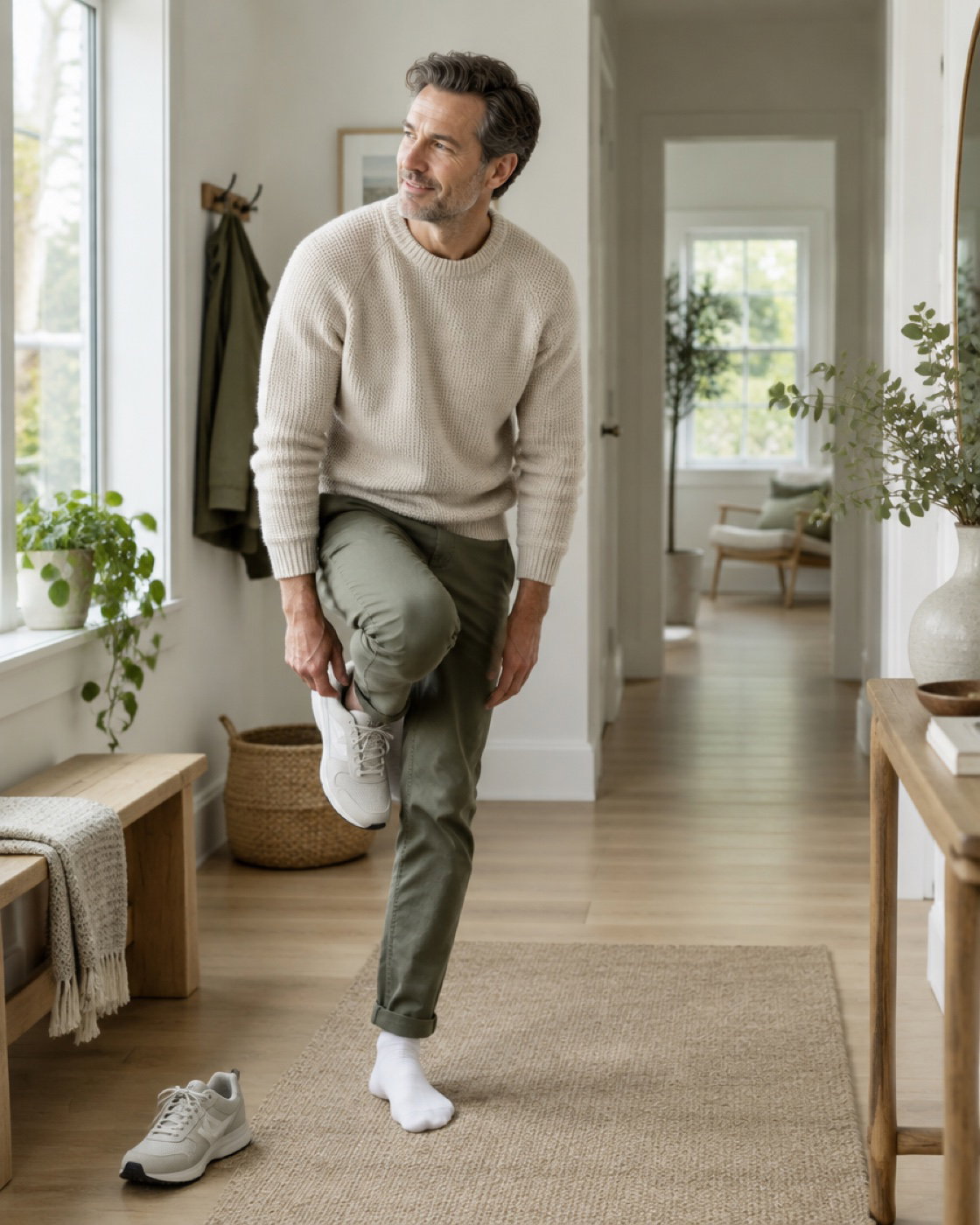 Man at home after a walk
