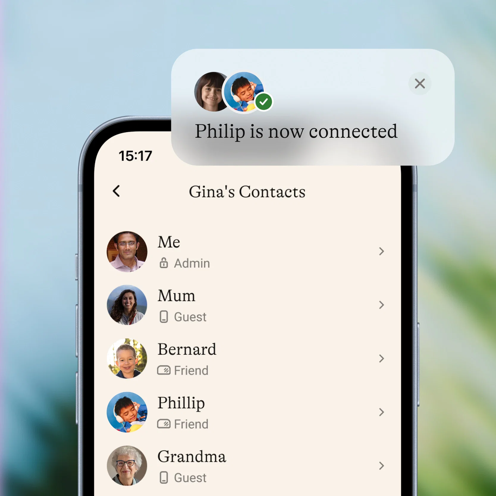 Approving contacts in the NODI app