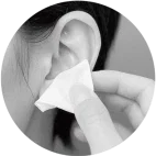 Clean the left ear before using the WONZ ta-VNS device