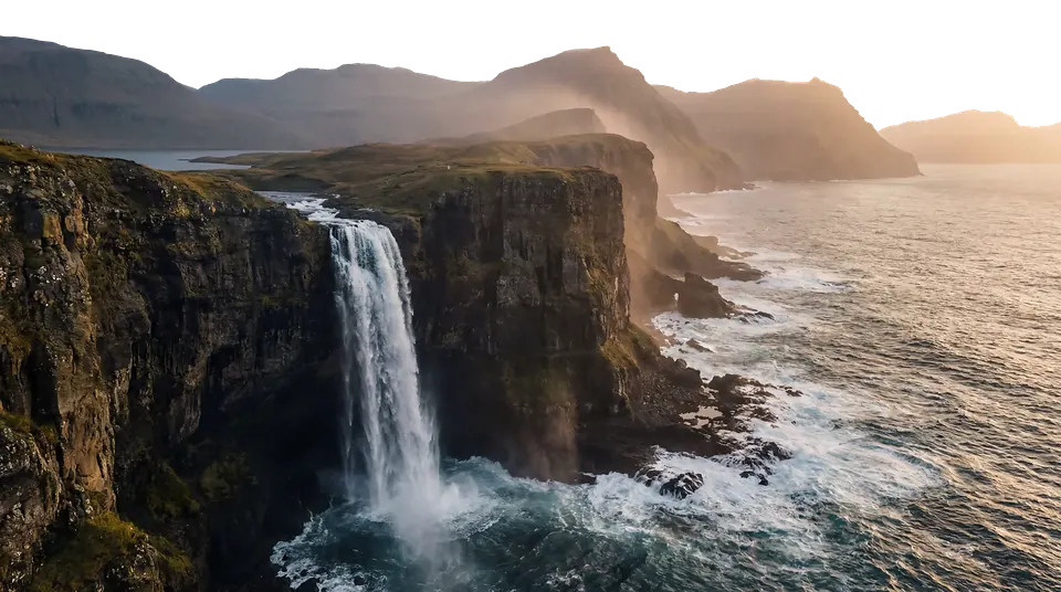 Calm waterfall landscape for WONZ wellness brand imagery