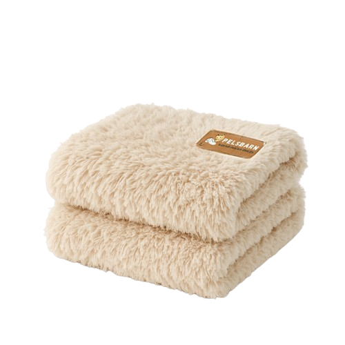Folded beige plush Pelsbarn calming blanket