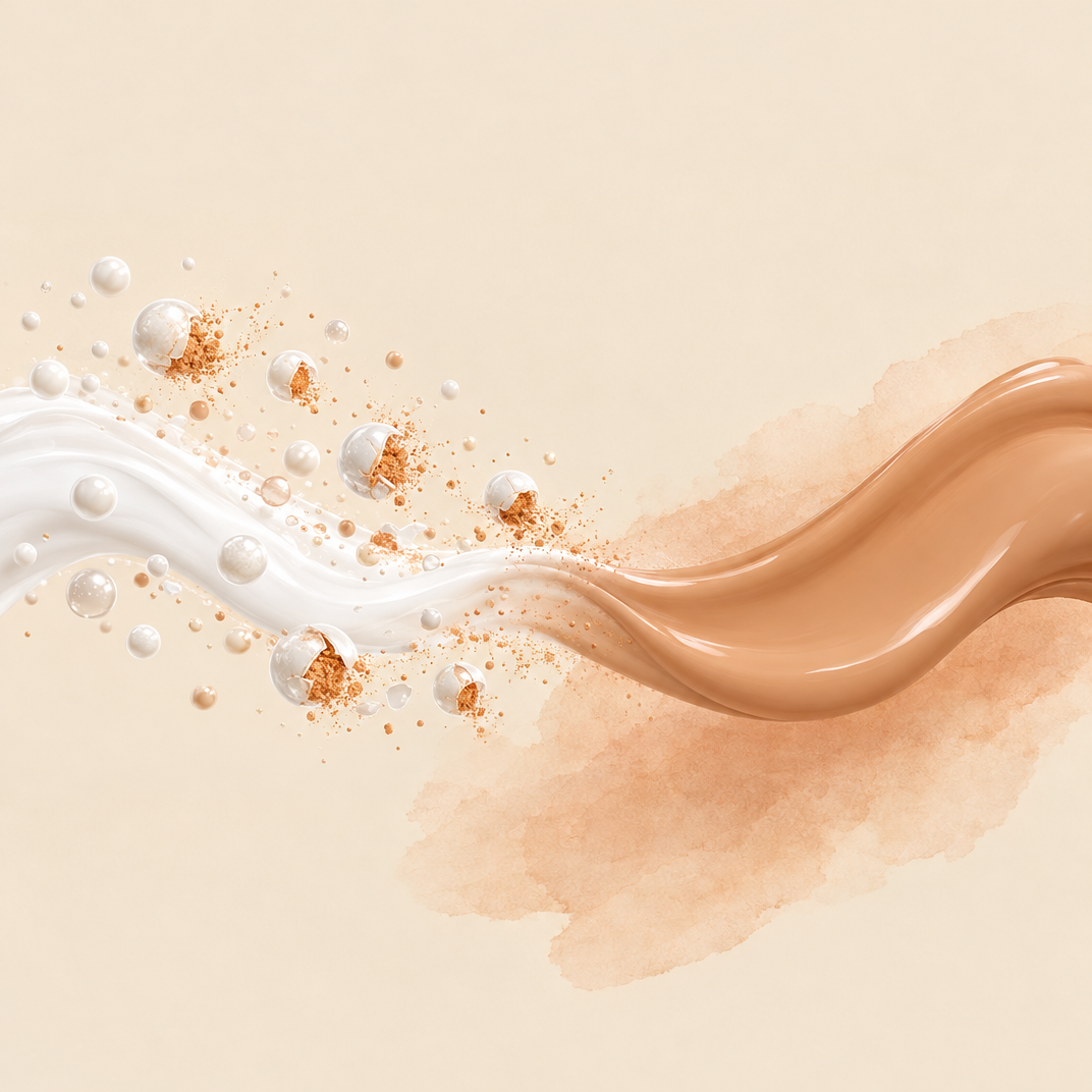 Comparación ilustrativa de cobertura de maquillaje
