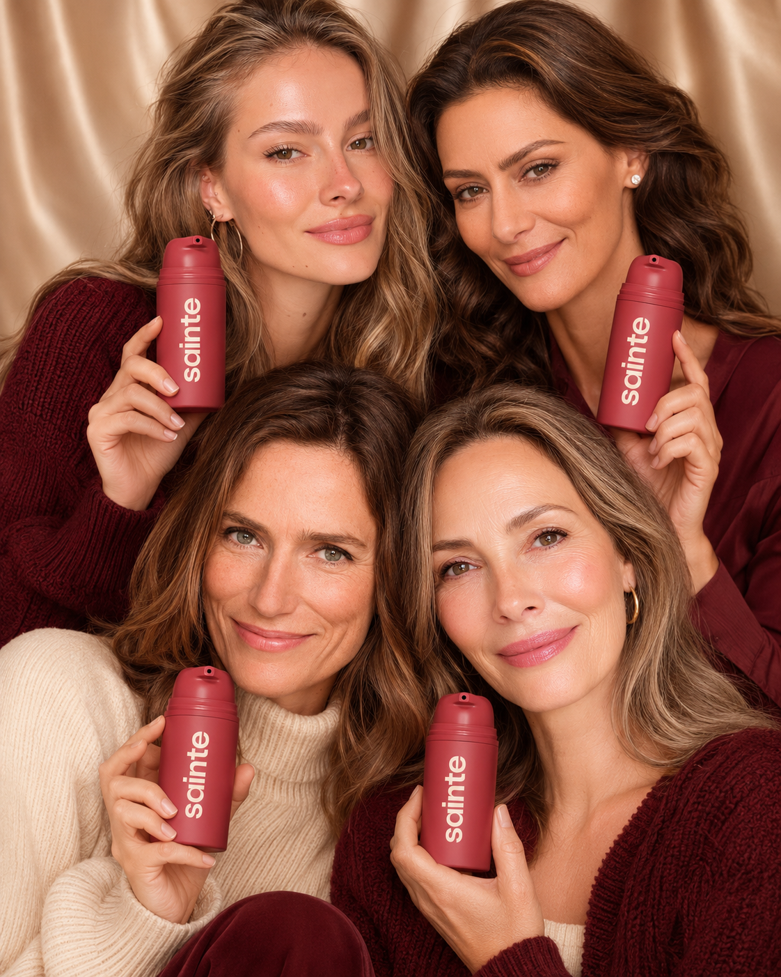 Cuatro mujeres sosteniendo la base adaptable sainte