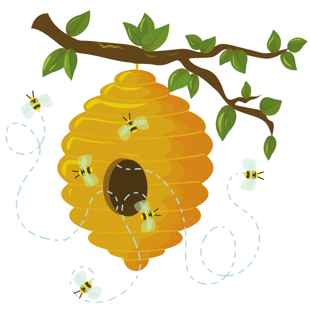 Wildes Bienennest als Symbol für den natürlichen Ursprung des Bienenwachses in Sandolin Spielsand