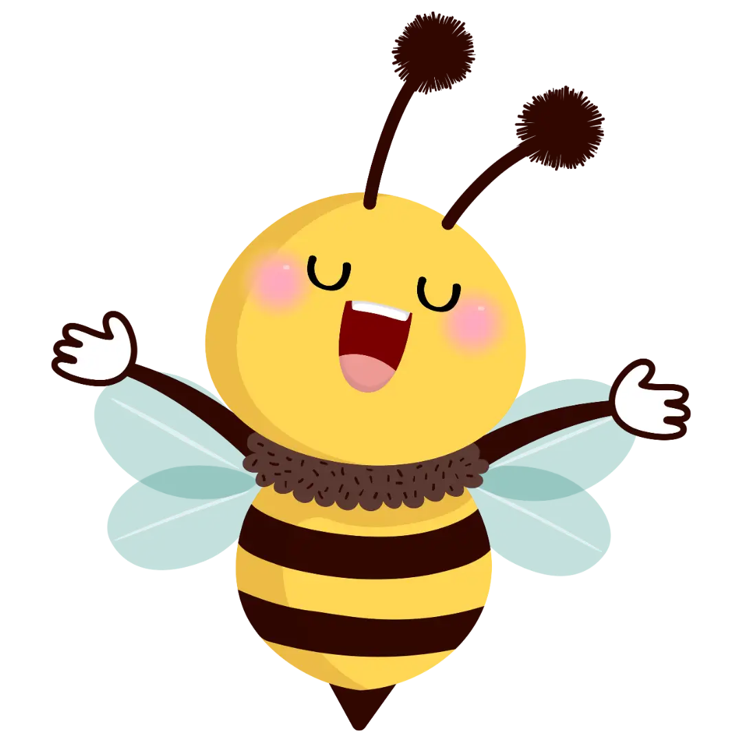 Fröhliche, lachende Biene – freundliches Symbol passend zu Sandolin und Bienenwachs