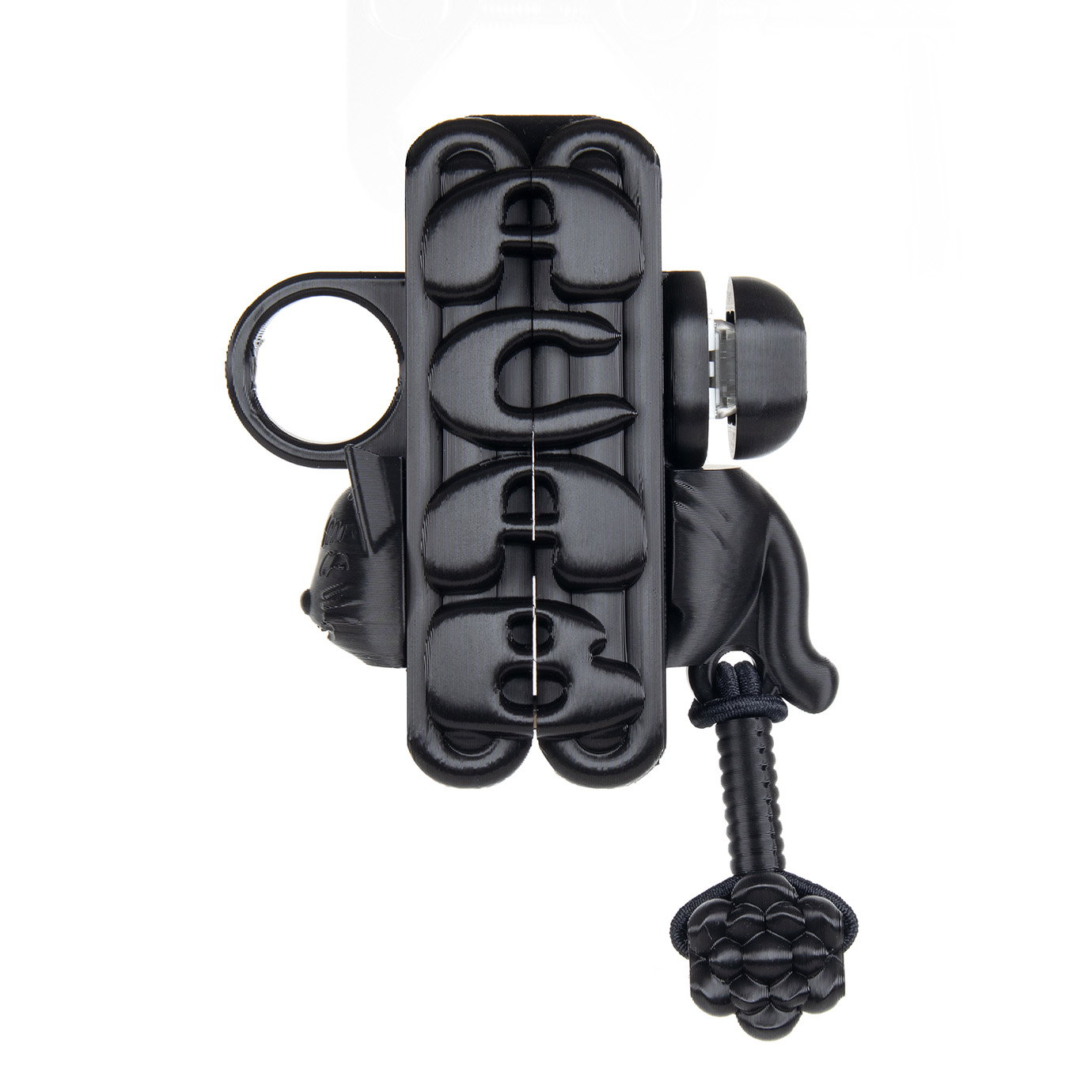 Kitty Swidget in Black Block: an all-black ACAB lighter caddy with a braided leash