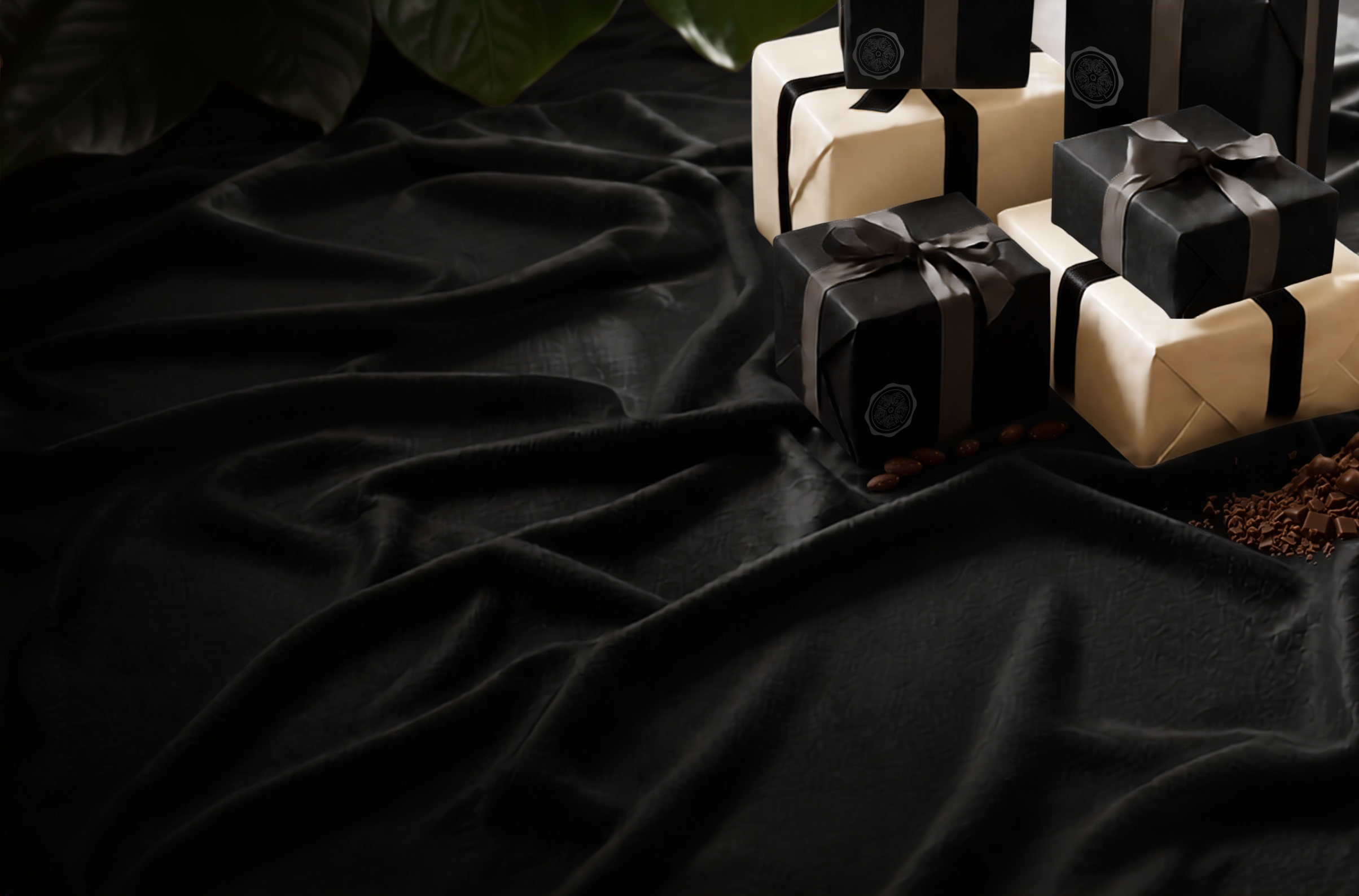 Liebevoll verpackte CHOCQLATE Geschenke mit Satinband und Siegel