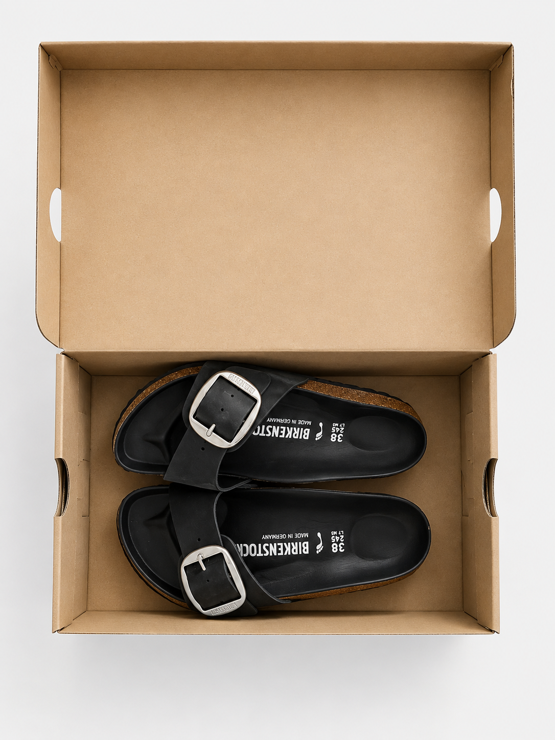 Czarne klapki Birkenstock w oryginalnym pudełku
