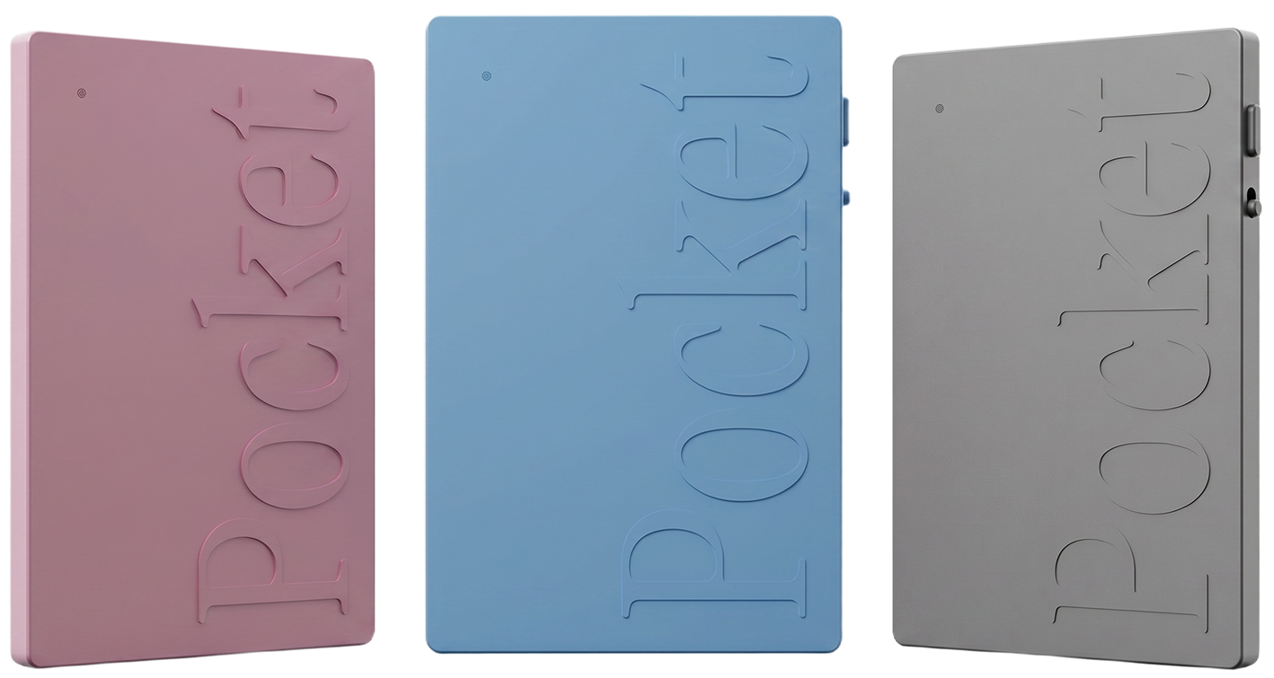 Pocket in pink, blue and grey