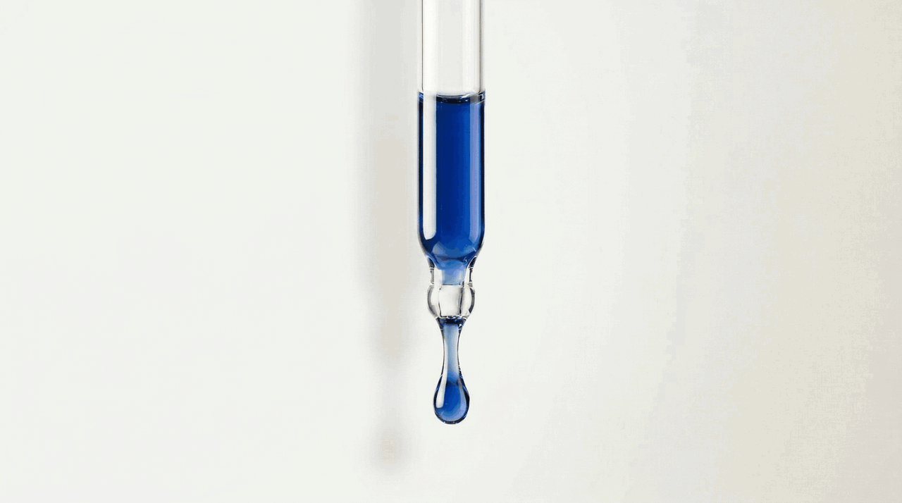 Blue copper peptide serum dropper with concentrated GHK-Cu peptide formula