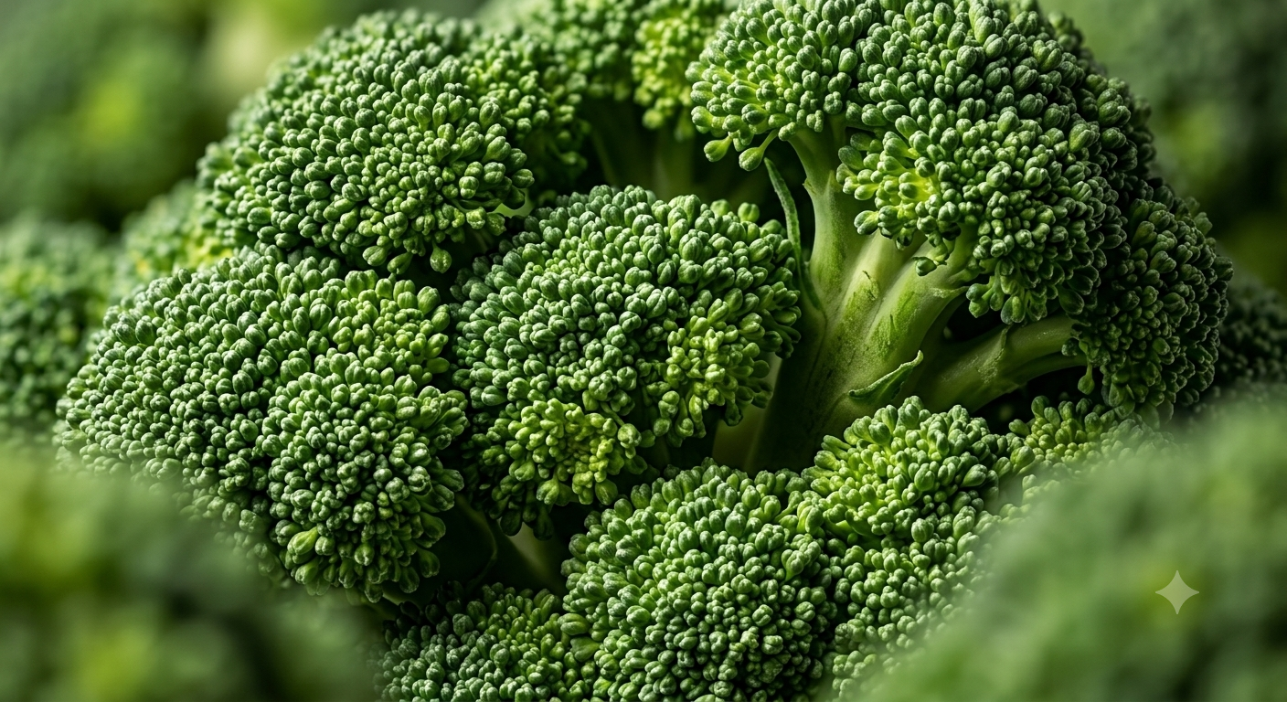 Macro photo of mushrooms and broccoli, natural sources of uridine