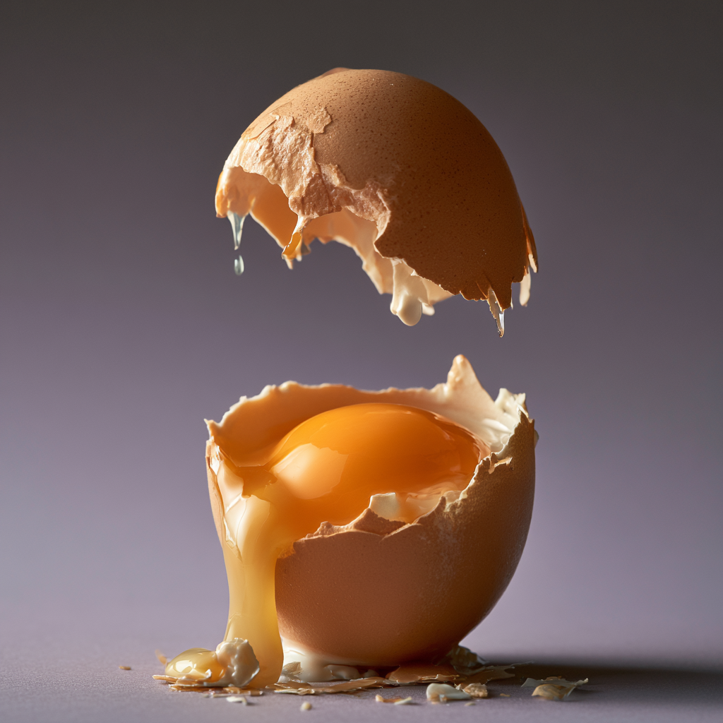 Macro photo of a cracked egg, a natural source of vitamin B12