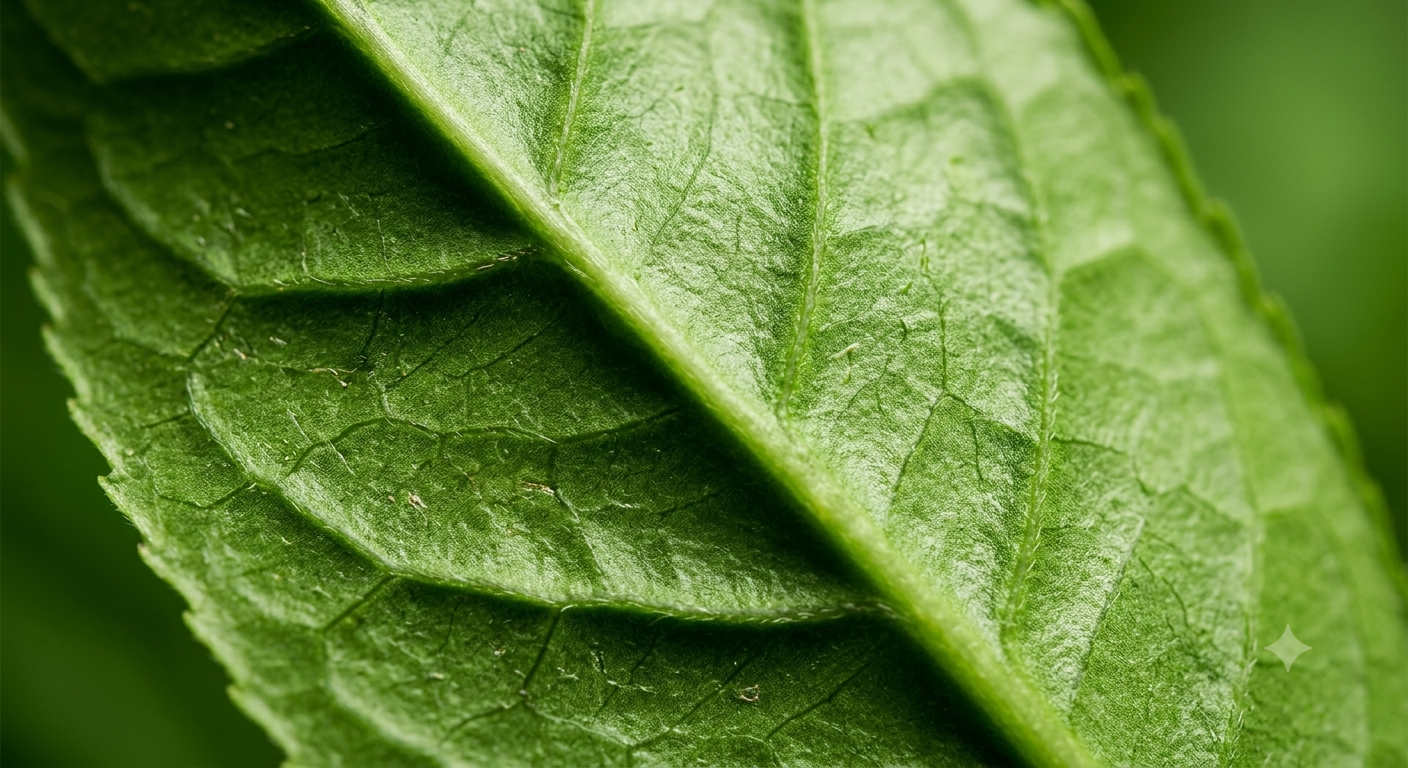 Macro photo of tea leaves and coffee beans, natural sources of TeaCrine