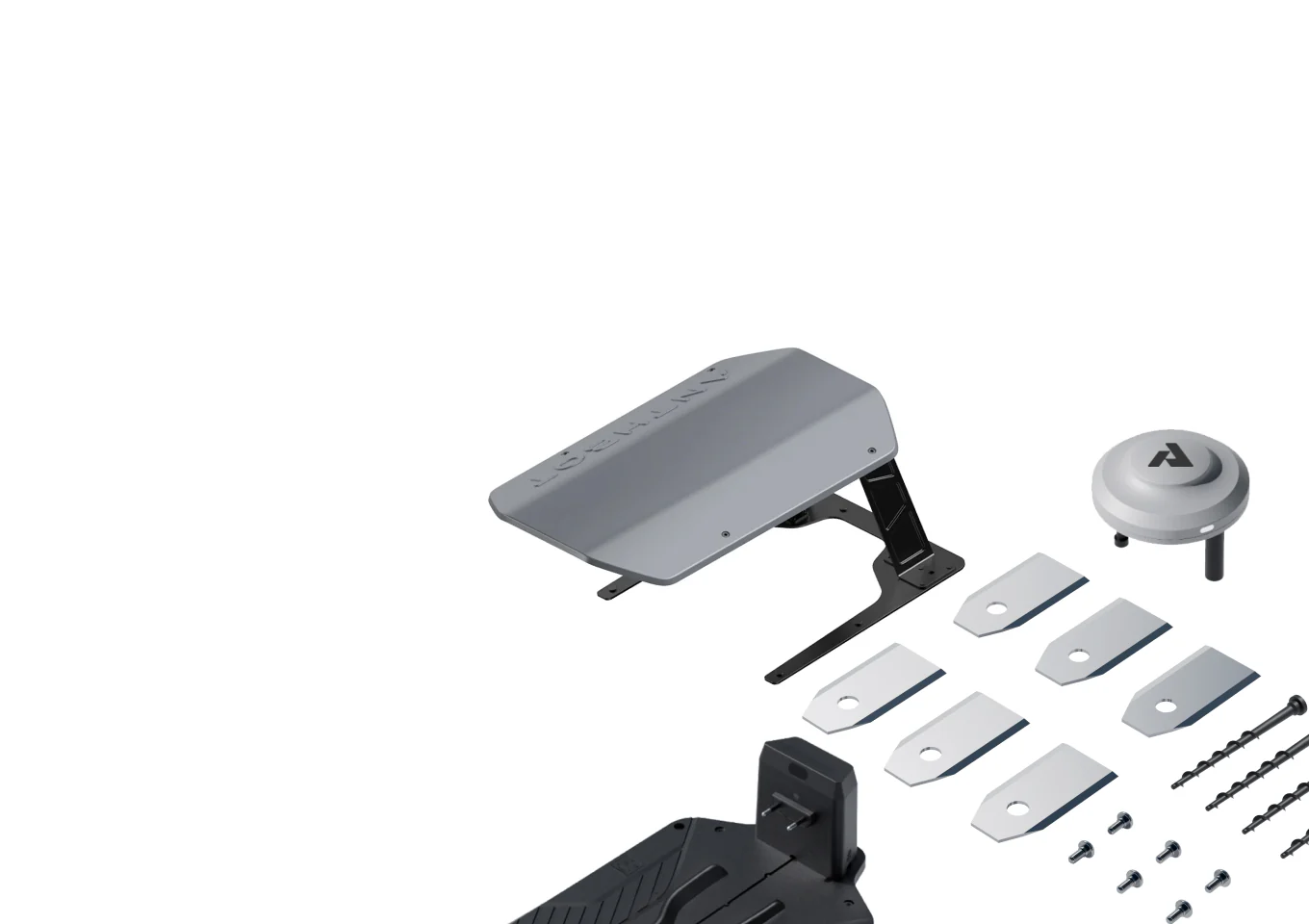 ANTHBOT vejos robotų priedai: peiliukai, įkrovimo stotelė, RTK modulis