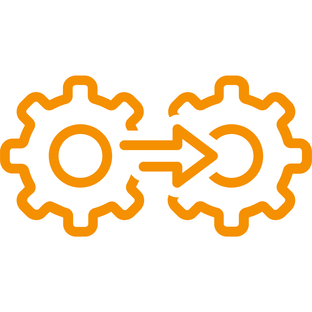One gear connecting with another.